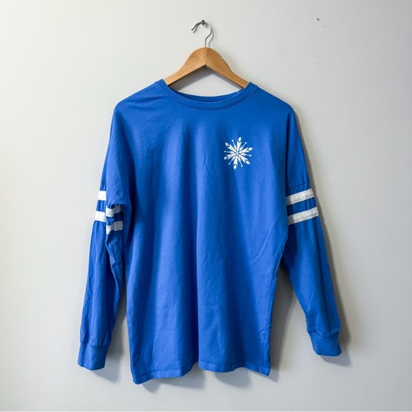 Disney Forzen Arendelle Spirit Hype Jersey Blue Snowflake long Sleeve Tee - Picture 2 of 16